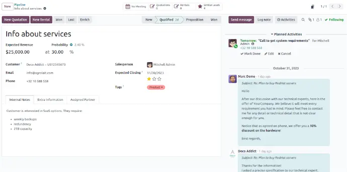 Oportunidad Odoo CRM